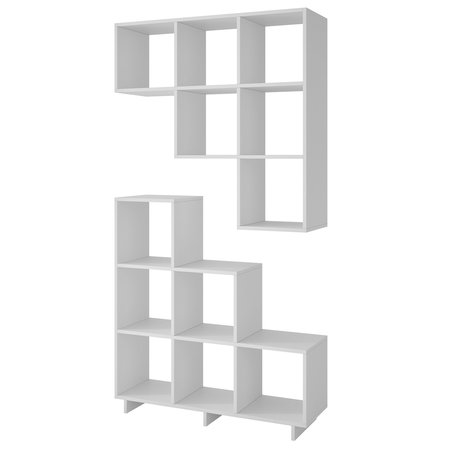 MANHATTAN COMFORT Stair Cubby, 6 Shelves, White, 2 pcs. 2-26AMC6